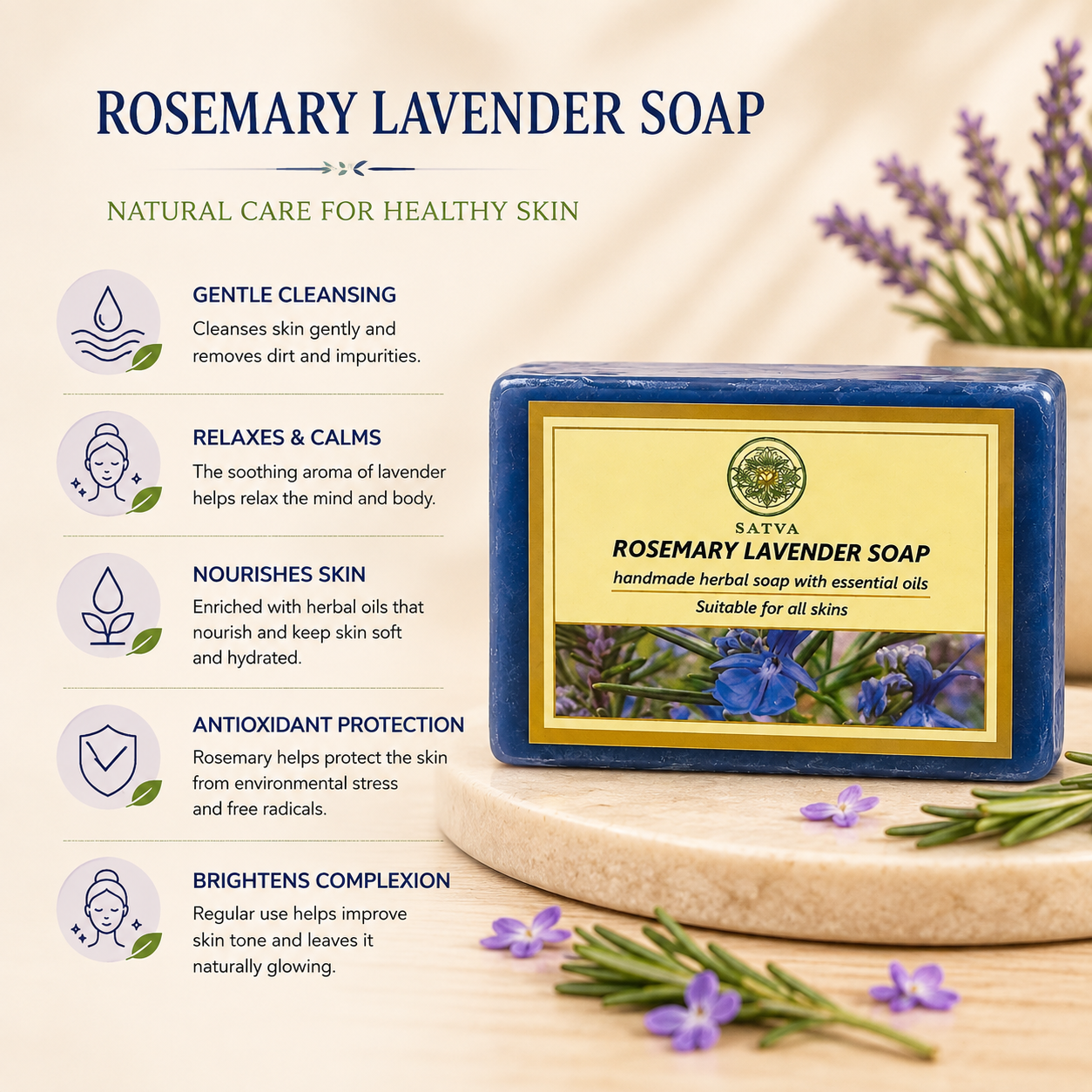 Handmade Rosemary Lavender Soap for Fresh Clean Skin