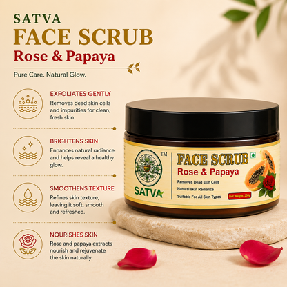 Satva Rose and Papaya Facial Scrub for Soft Smooth Skin