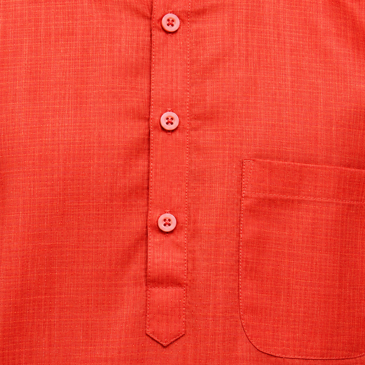 Orange Cotton men’s kurta front button detailing