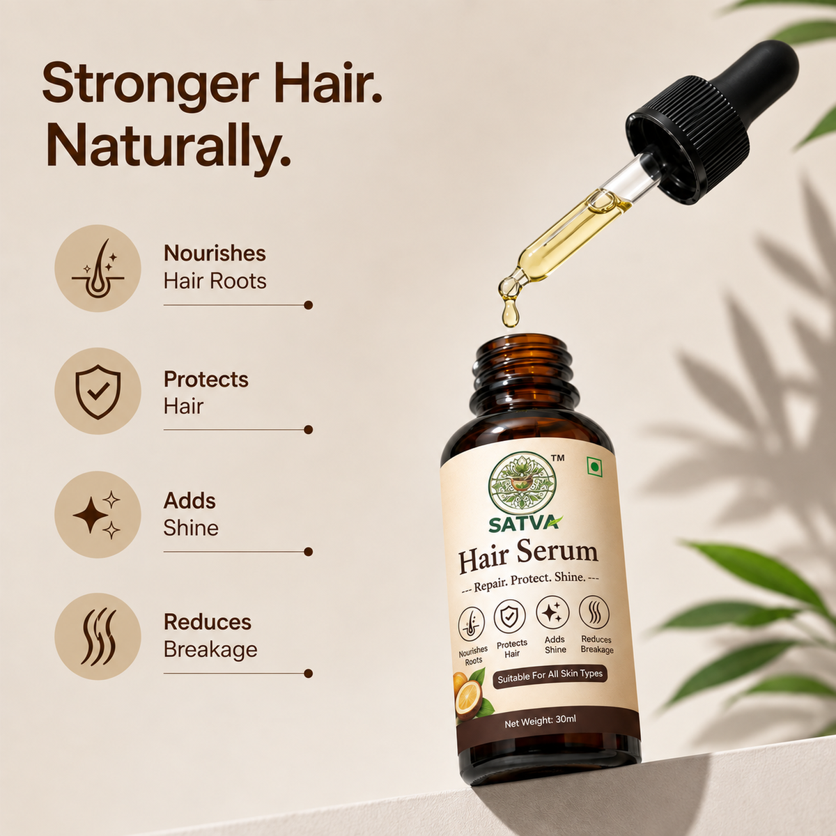 SATVA Hair Serum for dry ends and added shine