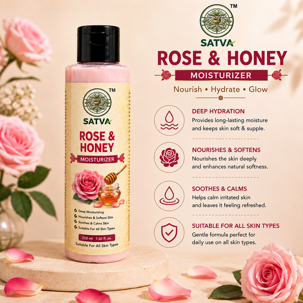 SATVA Rose & Honey Moisturizer – Deep Moisturizing & Soothing Skin Care, 210ml
