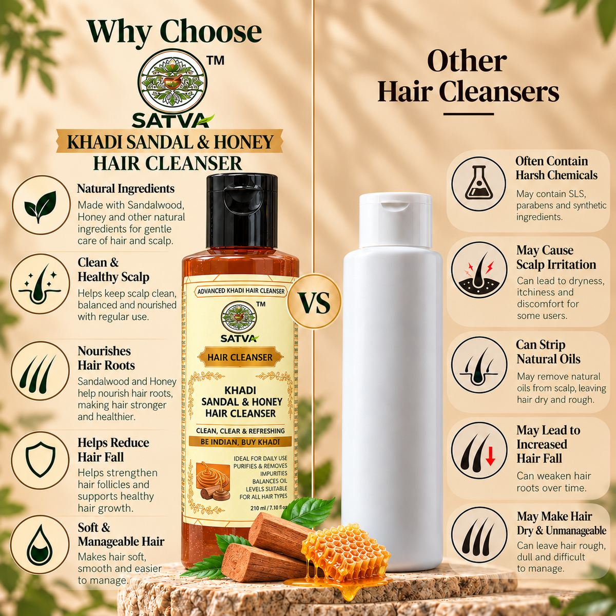 SATVA Khadi Sandal & Honey Hair Cleanser Comparison with Other Hair Cleansers