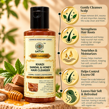SATVA Khadi Sandal & Honey Hair Cleanser Key Benefits