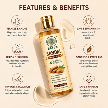 SATVA Sandal Massage Oil with Relaxing and Calming Care