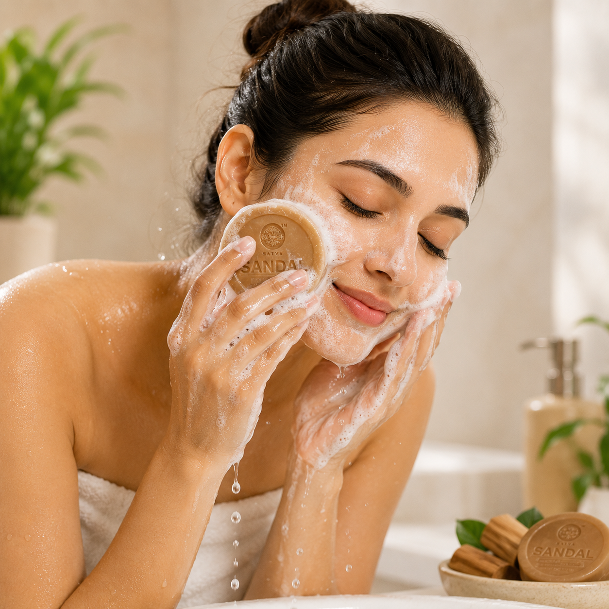 Satva Sandal Loofah Bath Soap Natural Exfoliating Skin Care