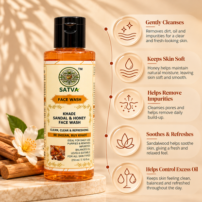 SATVA Khadi Sandal and Honey Face Wash Info