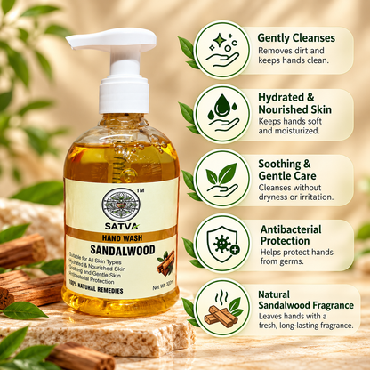 SATVA Sandalwood Hand Wash with Hydrating and Nourishing Care
