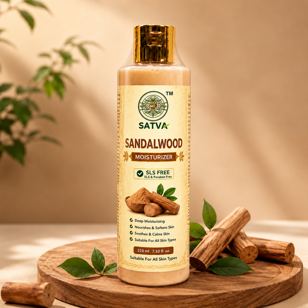 SATVA Sandalwood Moisturizer – SLS Free, Deep Moisturizing & Soothing Skin Care, 210ml