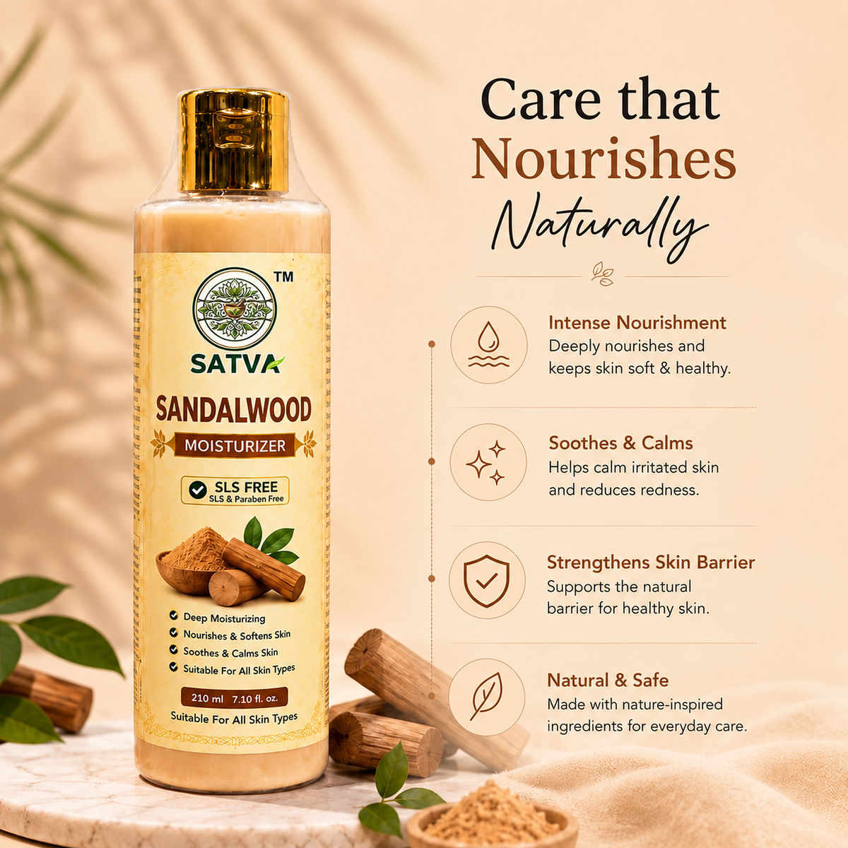 SATVA Sandalwood Moisturizer with Deep Moisturizing and Nourishing Benefits