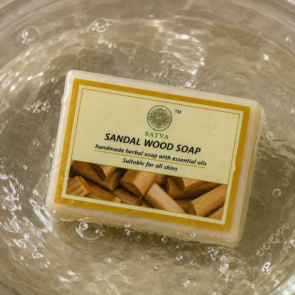Satva Sandalwood Soap | Handmade Herbal Bath Soap with Sandalwood | 125g