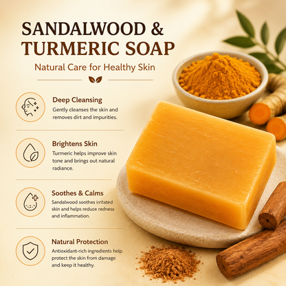 Handmade Sandalwood Turmeric Soap for Fresh Clean Skin