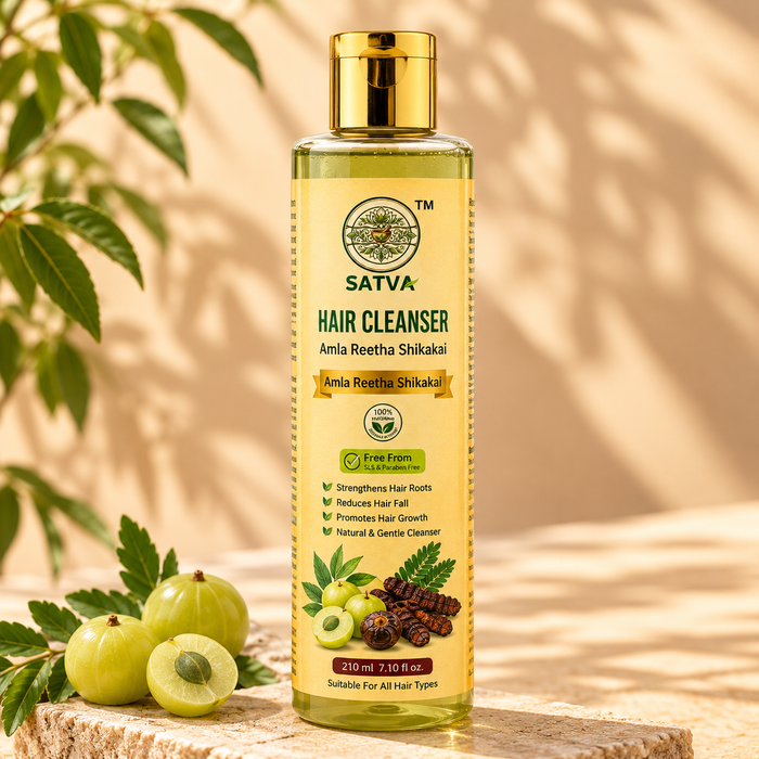 SATVA Amla Reetha Shikakai Hair Cleanser – SLS & Paraben Free, 210ml