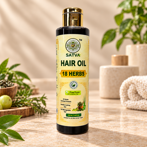 SATVA 18 Herbs Hair Oil – 210ml | Herbal Hair Care Oil