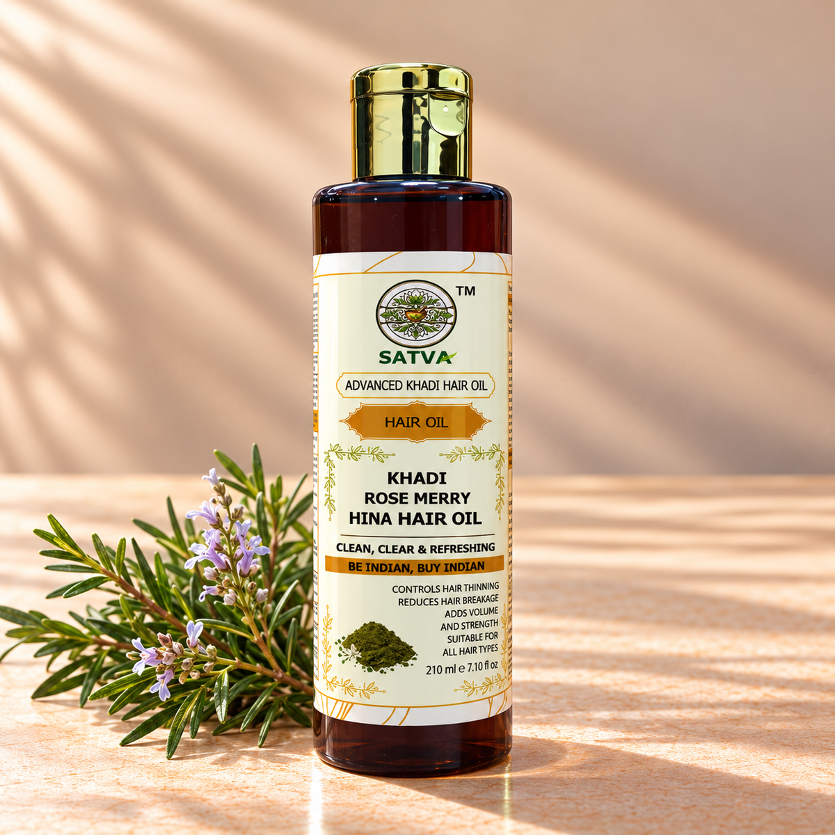 SATVA Khadi Rose Merry Hina Hair Oil 210ml Product Image