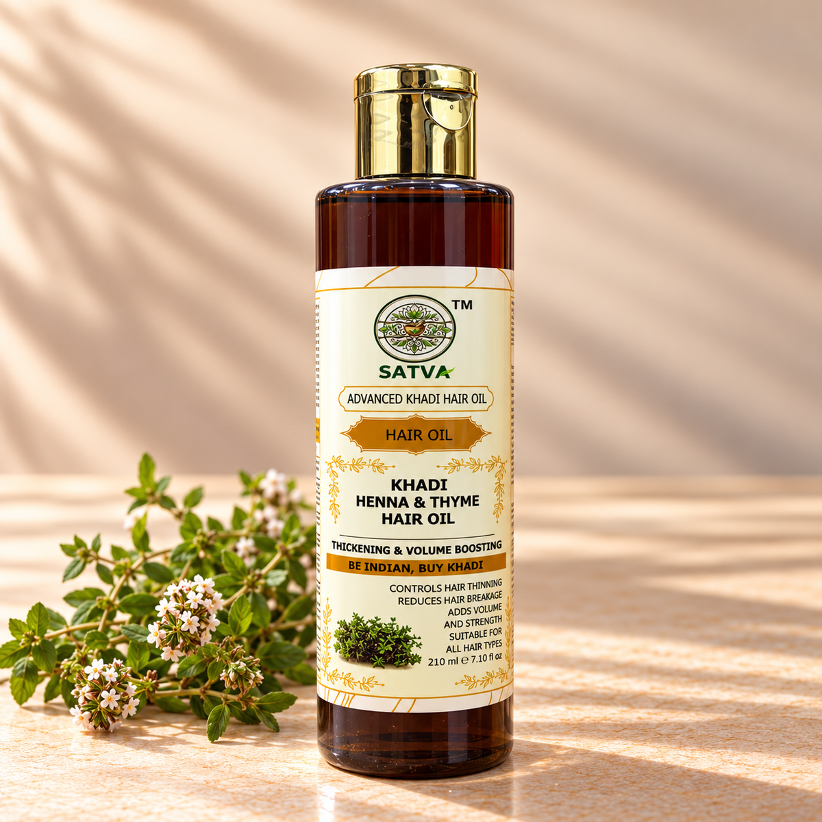 SATVA Khadi Henna and Thyme Hair Oil 210ml Product Image