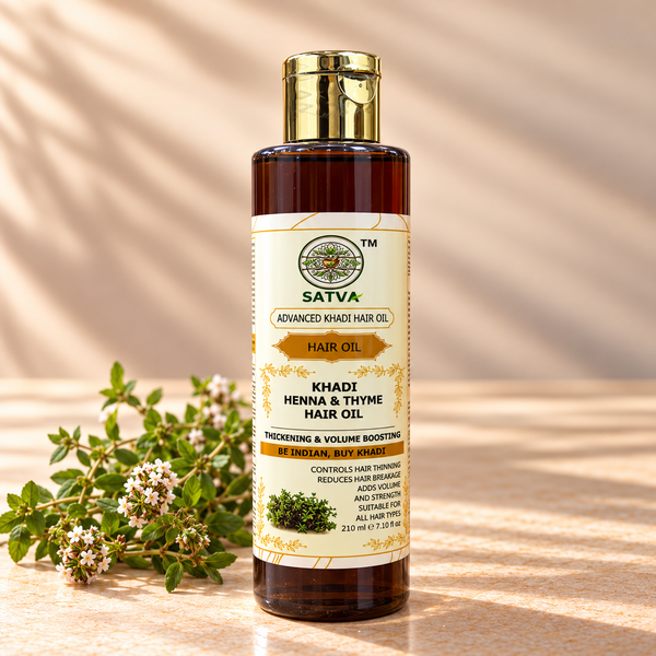 SATVA Khadi Henna & Thyme Hair Oil – 210ml | Advanced Khadi Hair Oil