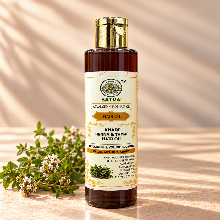 SATVA Khadi Henna & Thyme Hair Oil – 210ml | Advanced Khadi Hair Oil