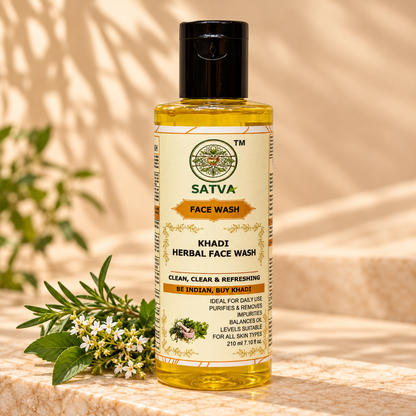 SATVA Khadi Herbal Face Wash 210ml for Daily Cleansing and Oil Balancing