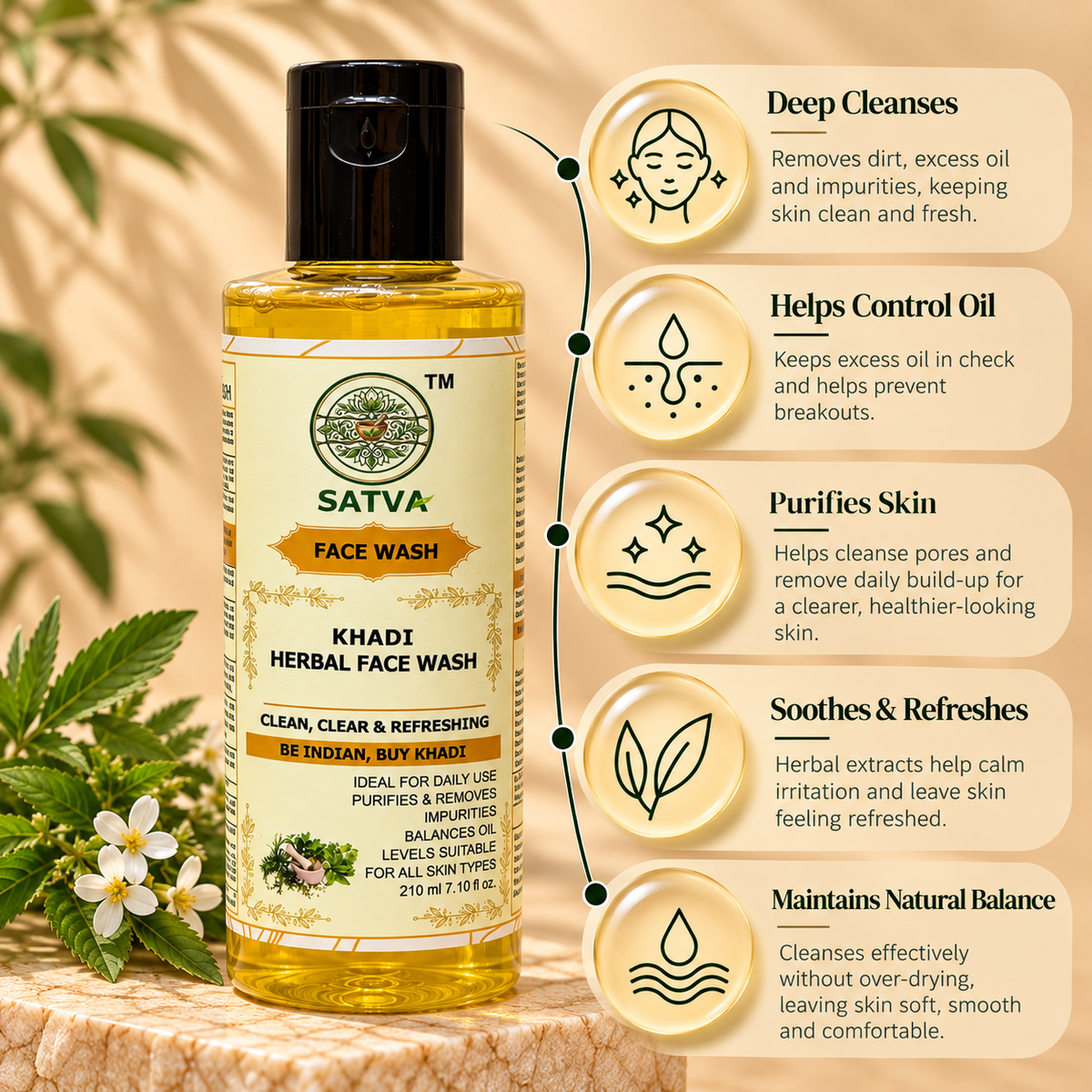 SATVA Khadi Herbal Face Wash Info