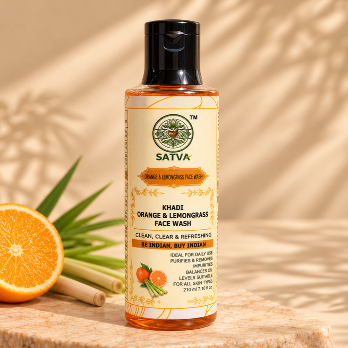 SATVA Khadi Orange & Lemongrass Face Wash – Daily Cleansing, 210ml