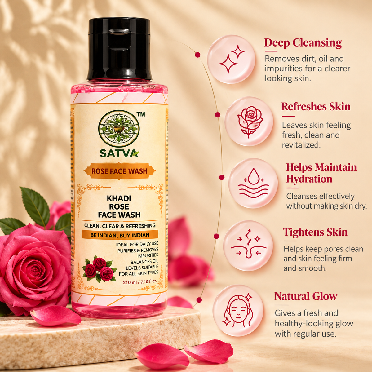 SATVA Khadi Rose Face Wash Info