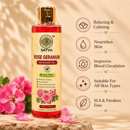 SATVA Rose Geranium Body Massage Oil Product Benefits