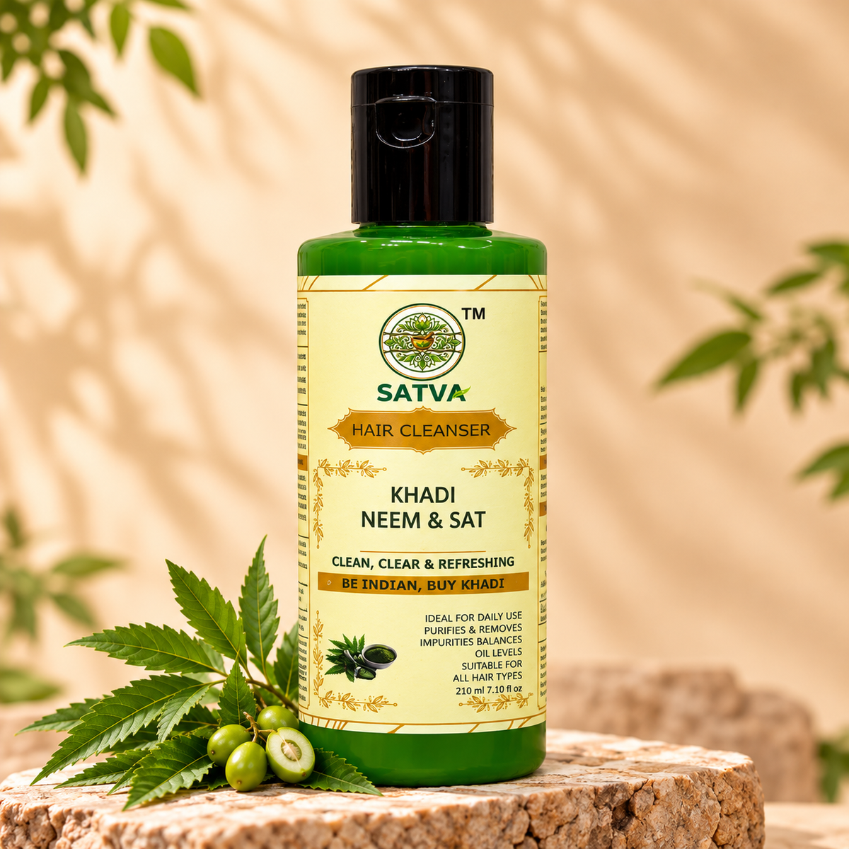 SATVA Khadi Neem & Sat Hair Cleanser 210ml Product Image