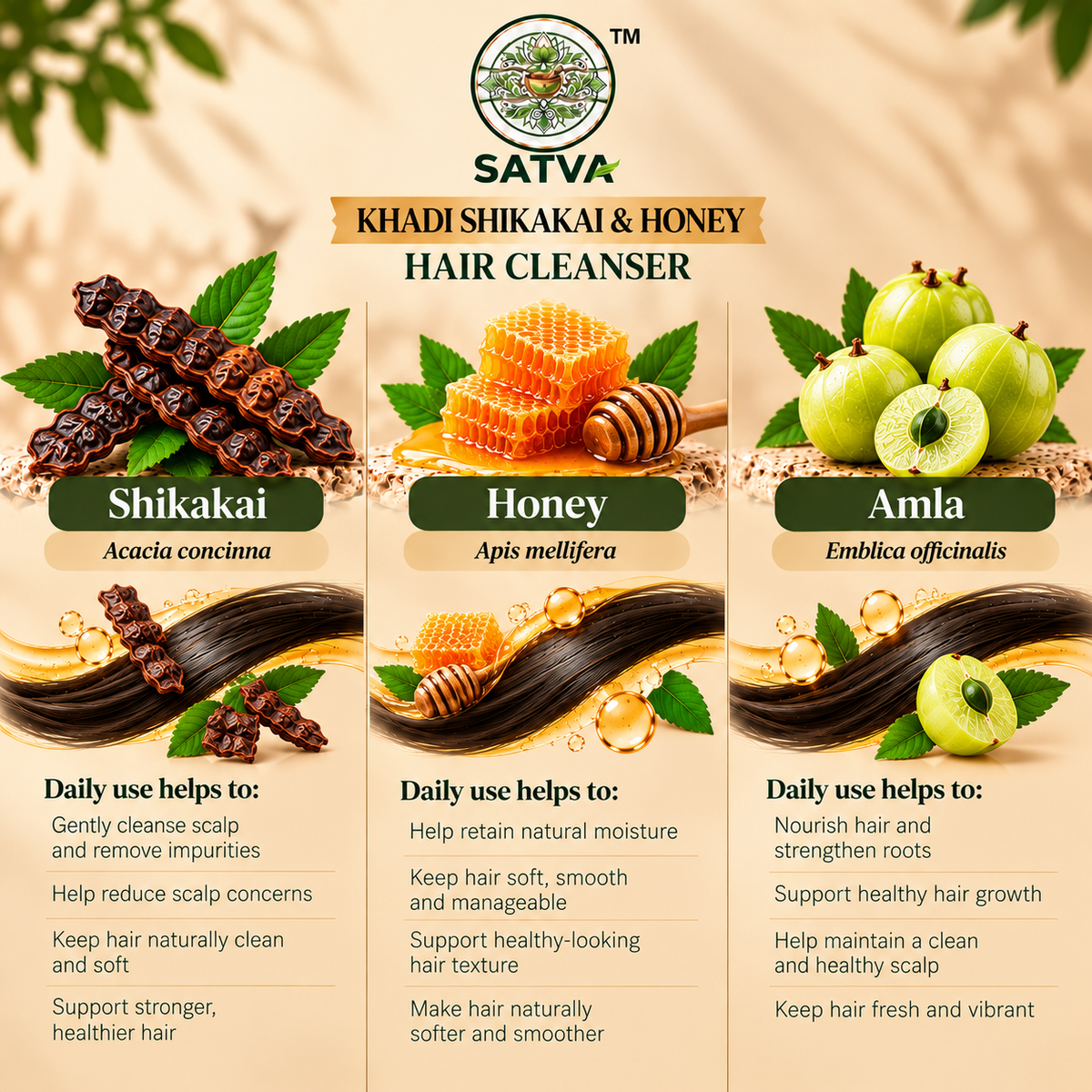 SATVA Khadi Shikakai & Honey Hair Cleanser Benifit