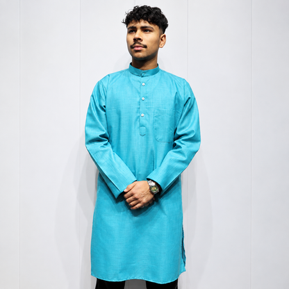 Sky Blue Cotton men’s kurta front view