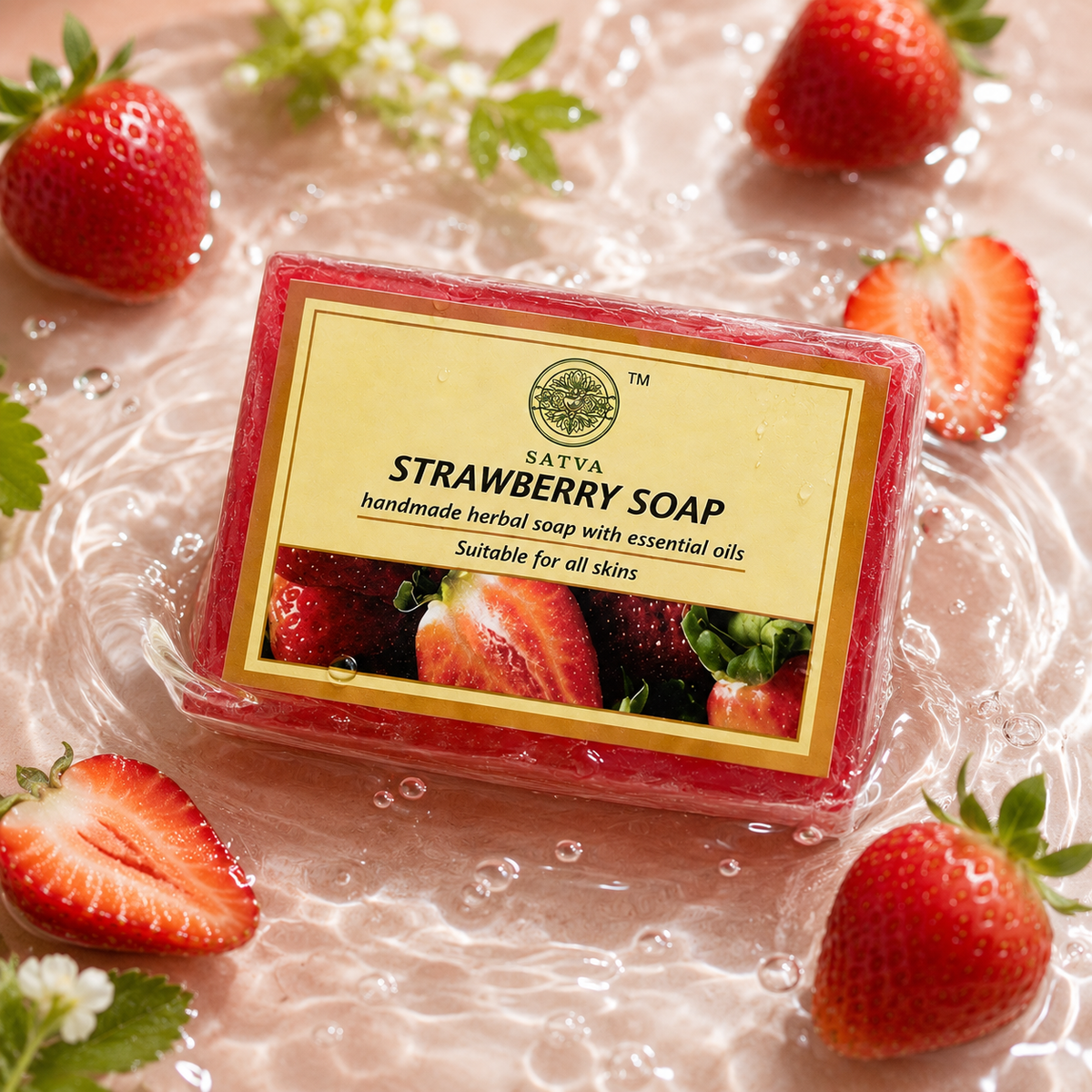 Satva Strawberry Soap Handmade Herbal Bath Soap