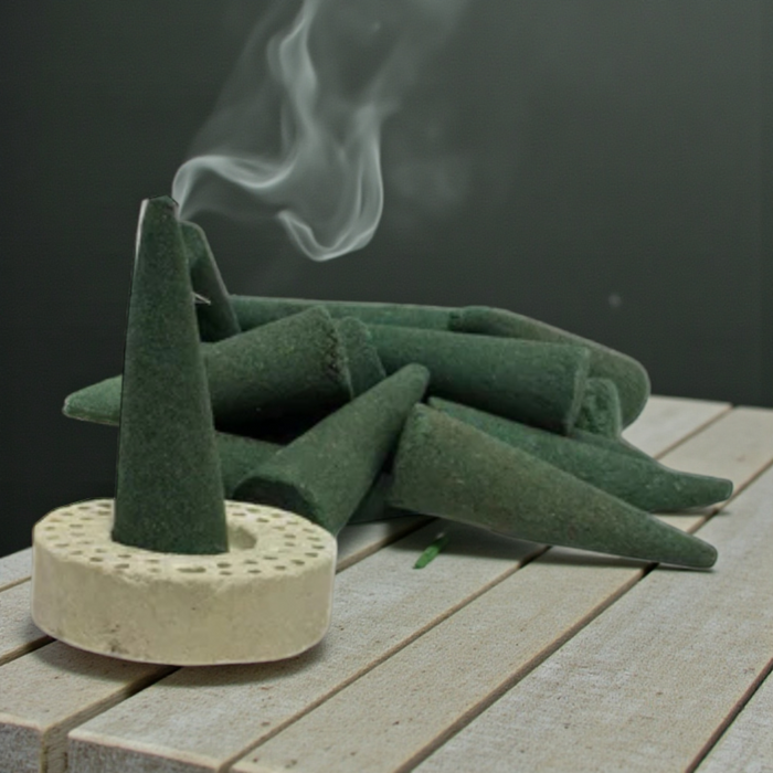 Khadi Handcrafted Mogra Dhoop Cones 170g (Jumbo Size) – Natural Jasmine Incense for Pooja & Aromatherapy – Long-Lasting Floral Fragrance (Free Holder Inside)