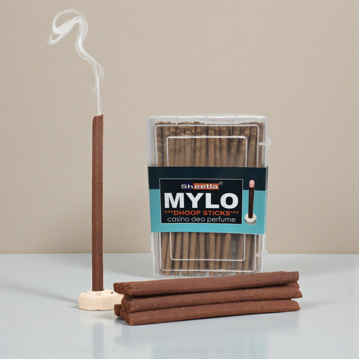 MYLO Dhoop Sticks 170g (Special Edition) – Premium Bamboo-Free Dry Dhoop for Pooja, Meditation & Yoga – Long-Lasting Perfume Fragrance with Free Holder