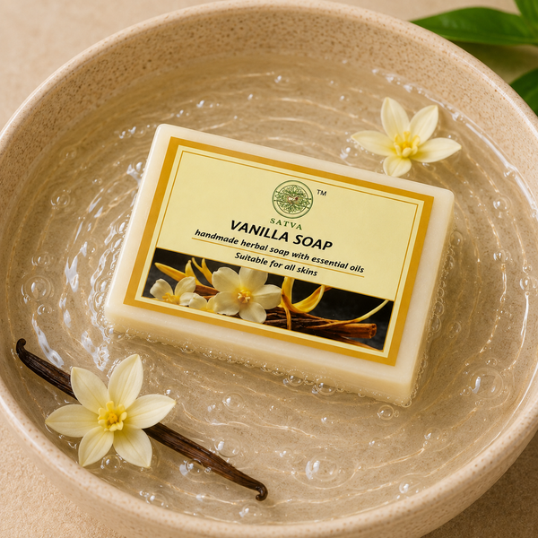 Satva Vanilla Soap | Handmade Herbal Bath Soap with Vanilla Fragrance | 125g