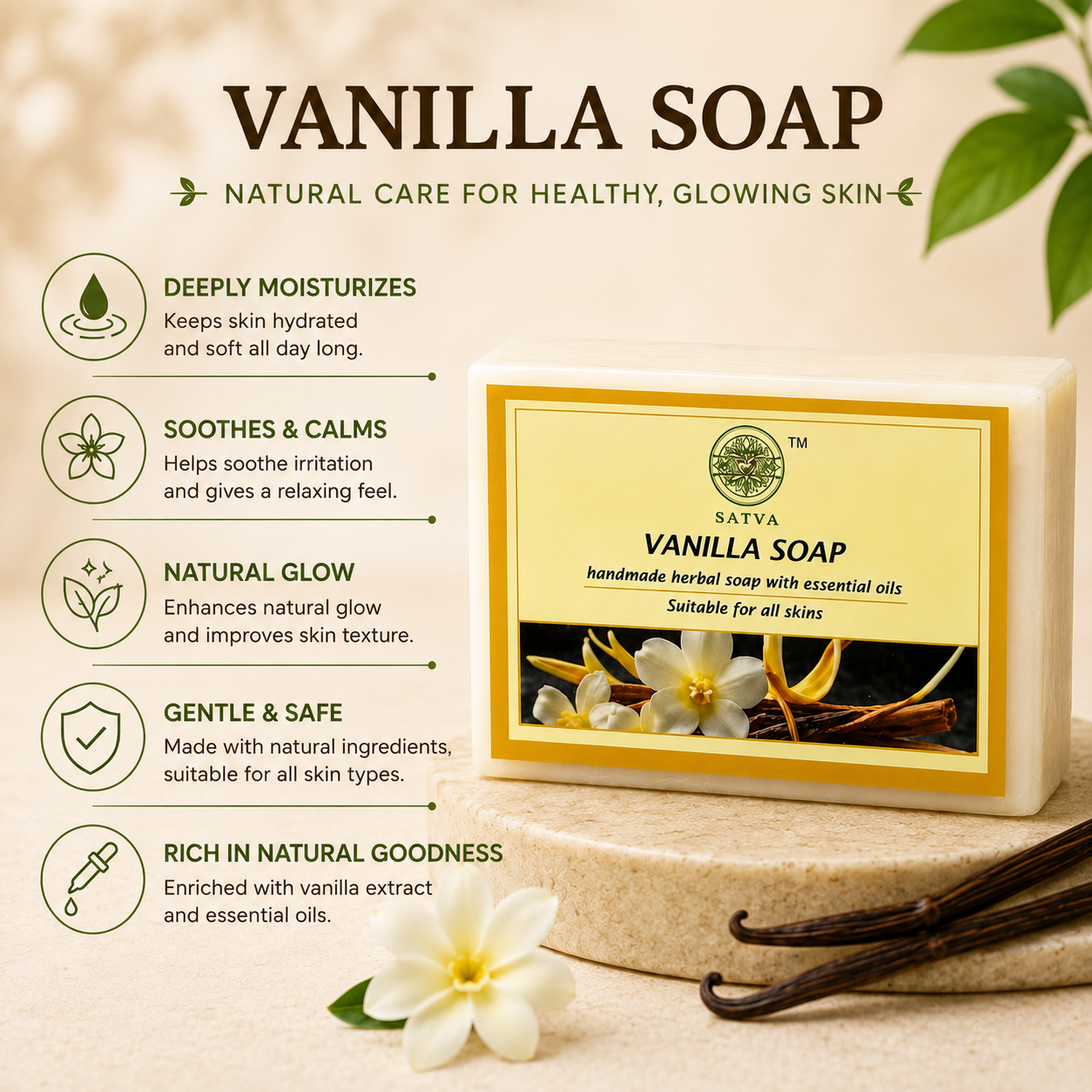 Handmade Vanilla Soap for Fresh and Soft Skin