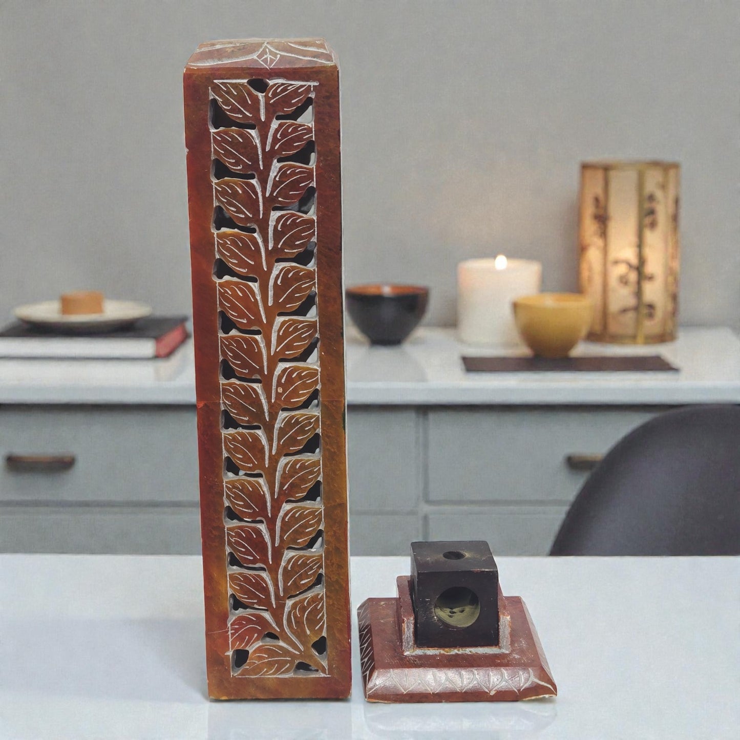 Handcrafted Marble Agarbatti Stand – Decorative Incense Stick Holder for Pooja & Home