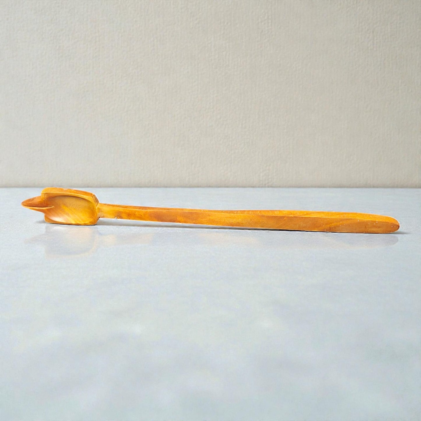Wooden Hawan Spoon – Long Handle Natural Wood Ladle for Pooja & Havan