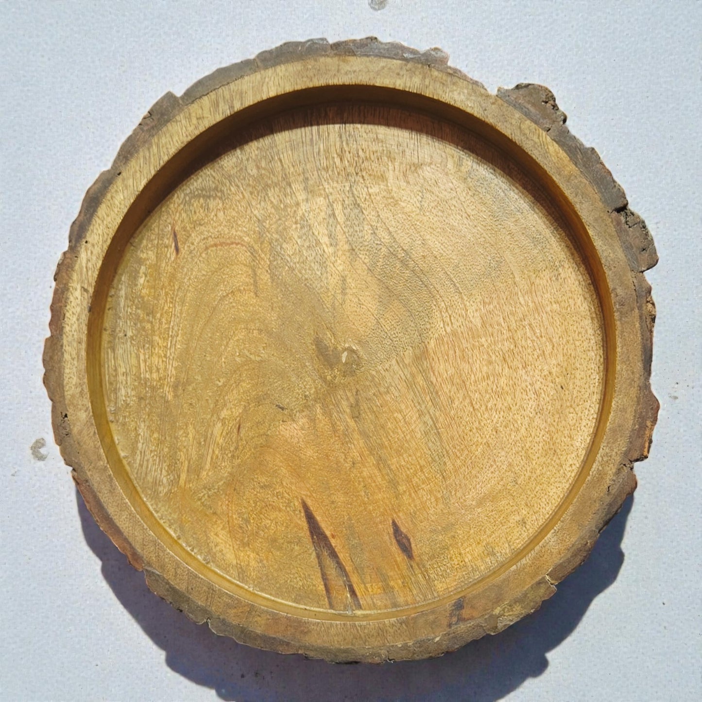 Natural Wooden Tree Cutout Tray – Round Rustic Wood Serving & Decor Tray