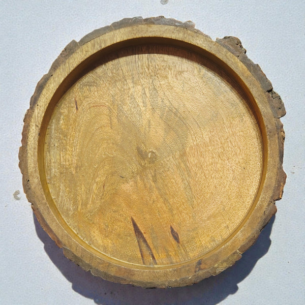Natural Wooden Tree Cutout Tray – Round Rustic Wood Serving & Decor Tray
