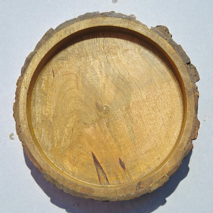 Natural Wooden Tree Cutout Tray – Round Rustic Wood Serving & Decor Tray