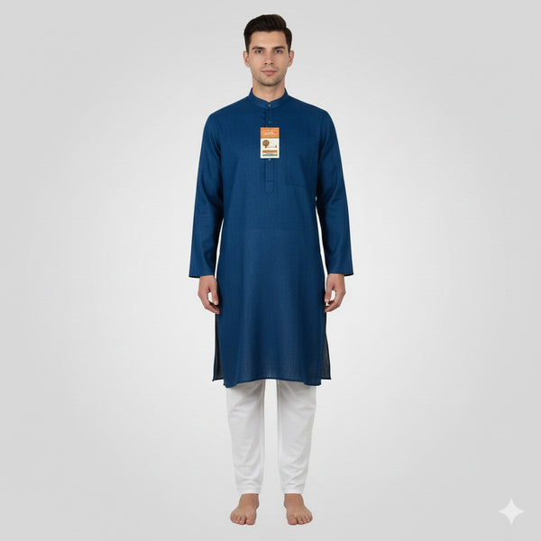 Nevy Blue Khadi Cotton Kurta