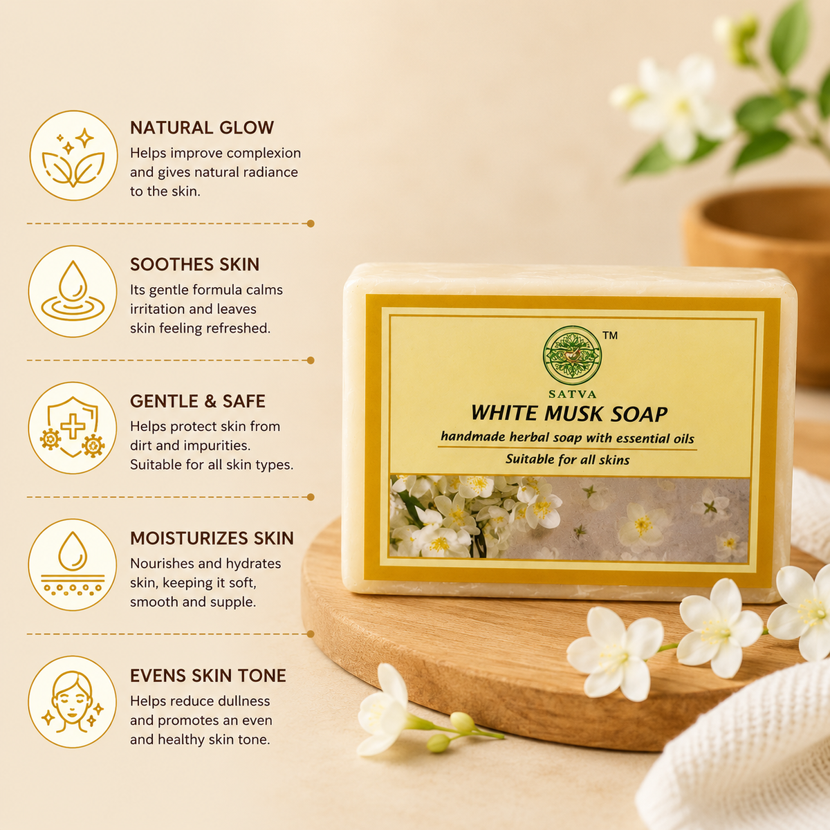 Handmade White Musk Soap for Fresh Clean Skin