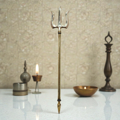 Brass Trishul for Pooja 25 Inch |Shiv Trident for Temple Décor|Pital Golden Finish Lord Shiva Trishul