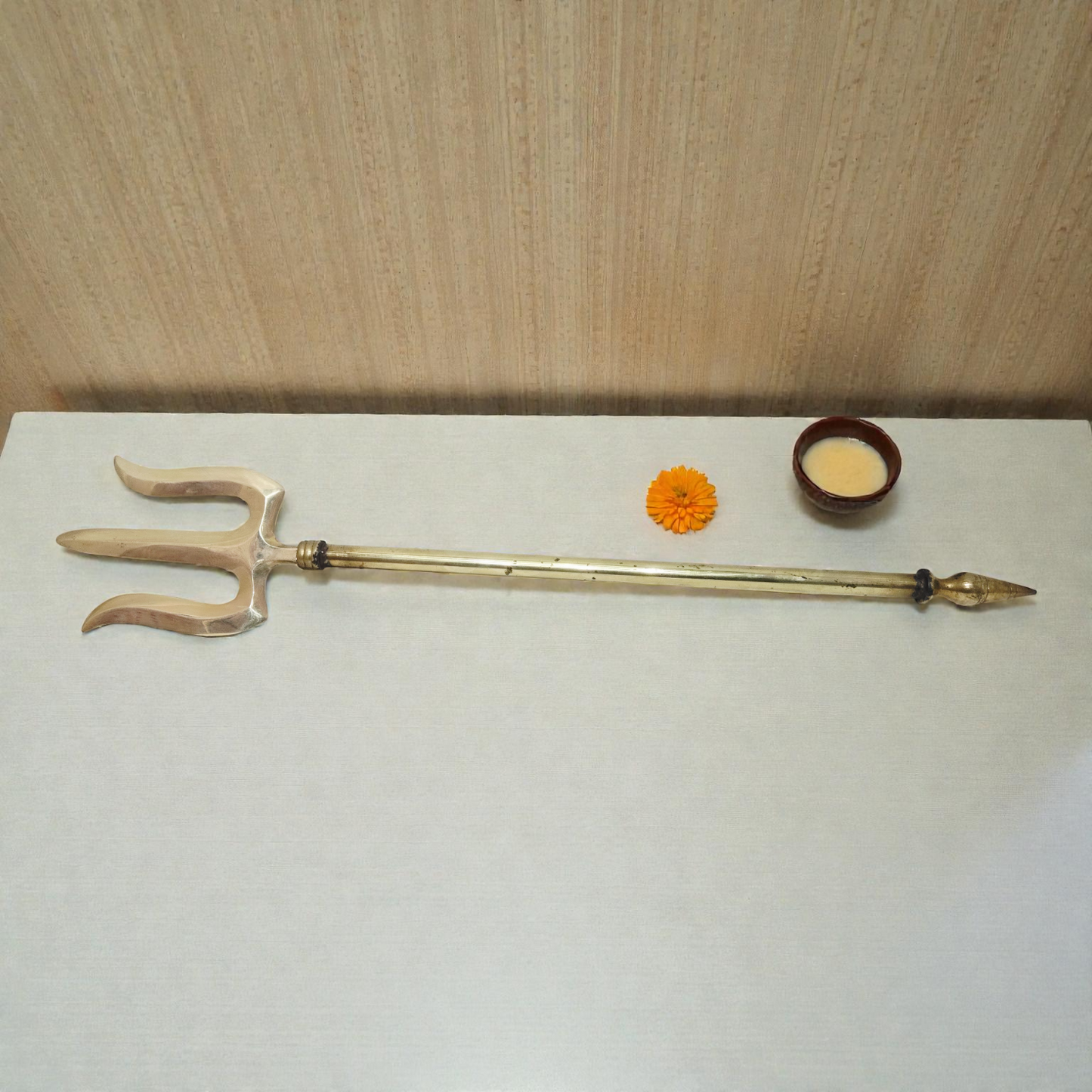 Brass Trishul for Pooja 25 Inch |Shiv Trident for Temple Décor|Pital Golden Finish Lord Shiva Trishul
