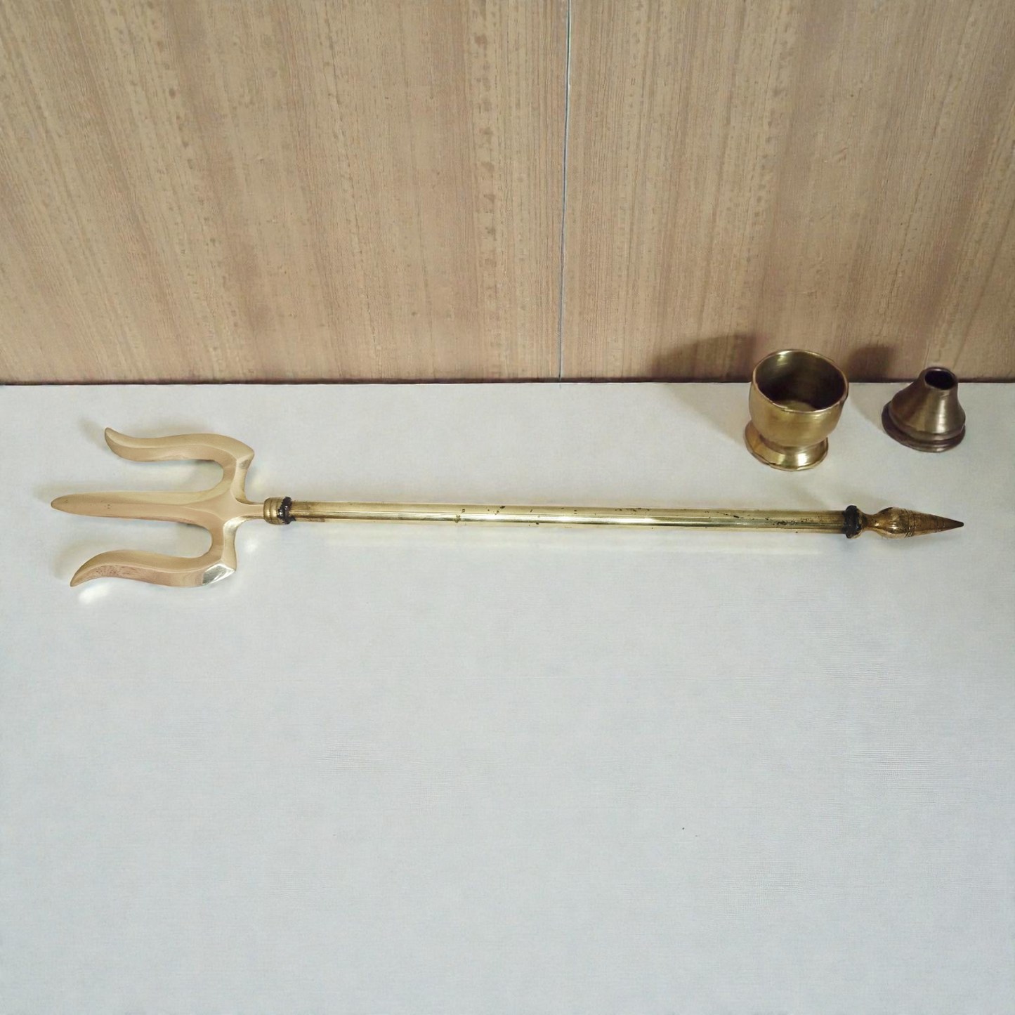 Brass Trishul for Pooja 25 Inch |Shiv Trident for Temple Décor|Pital Golden Finish Lord Shiva Trishul