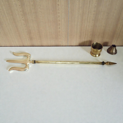 Brass Trishul for Pooja 25 Inch |Shiv Trident for Temple Décor|Pital Golden Finish Lord Shiva Trishul