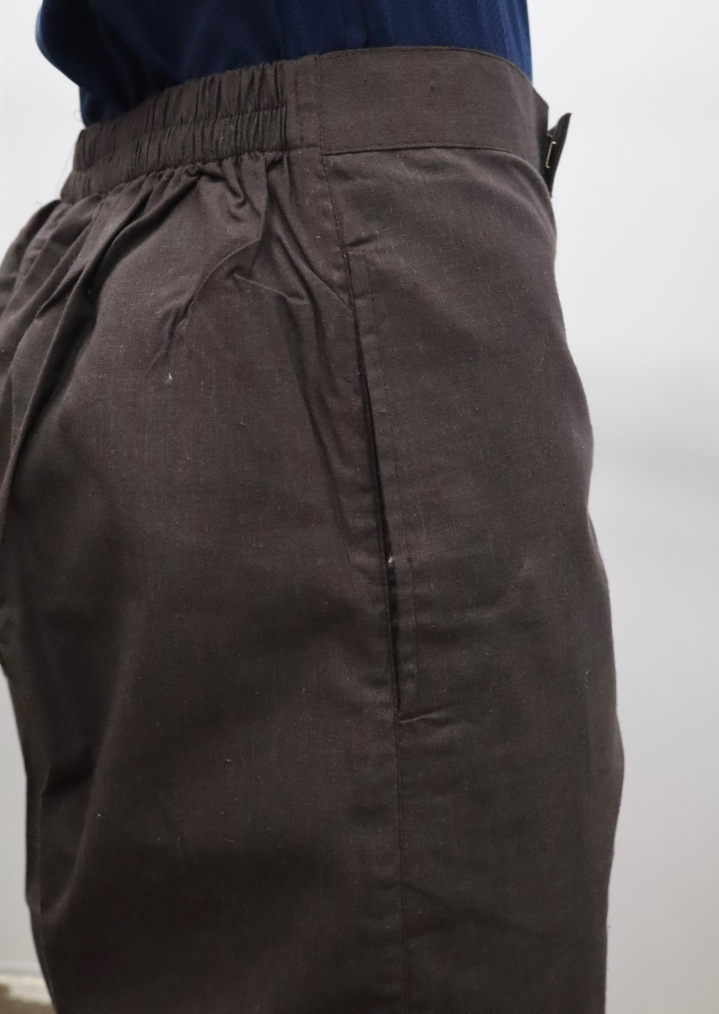 Back elastic waist detail of black cotton pajama