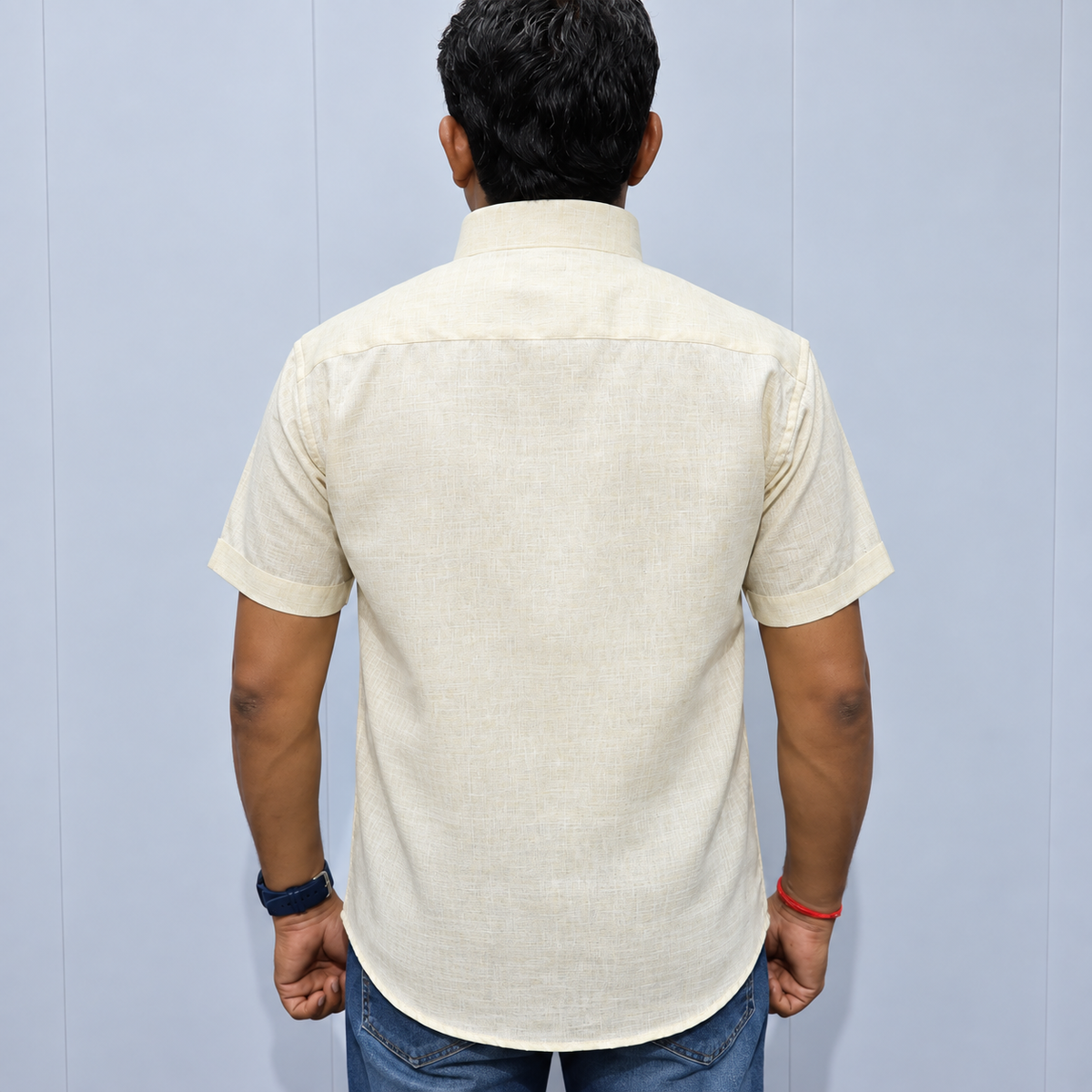 Ivory Cotton Shirt for Men – Back View