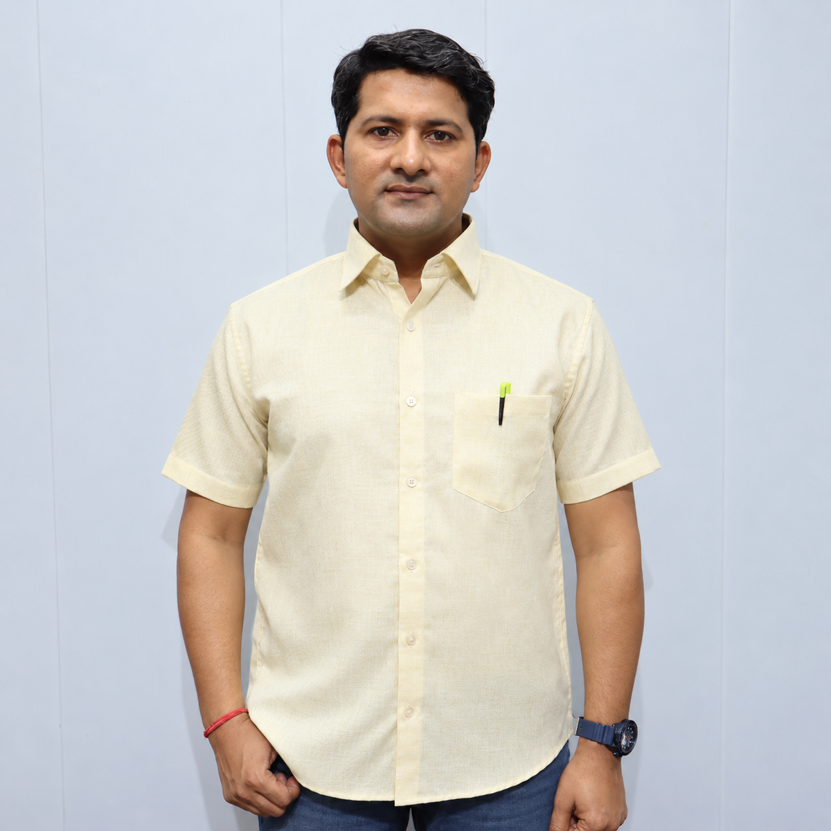 Ivory Cotton Shirt for Men – Front View