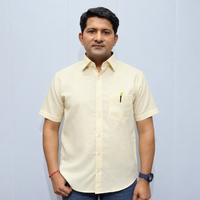 Ivory Cotton Shirt for Men – Half Sleeve Textured Casual Shirt