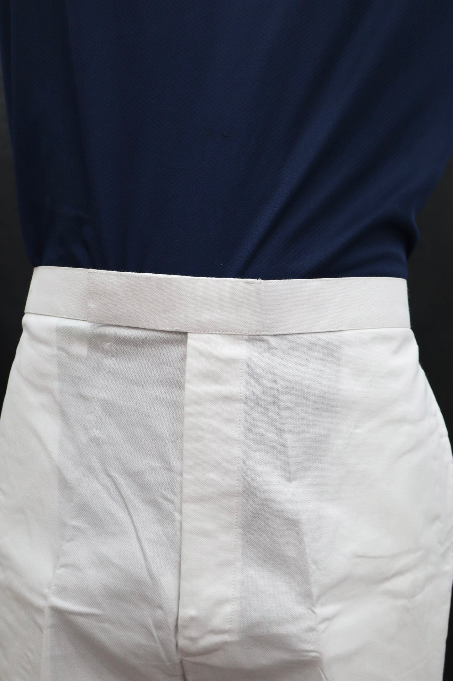 Front belt design detail of men white cotton pant style pajama